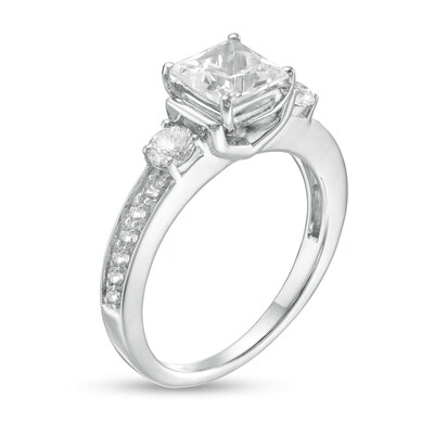 6.0mm Princess-Cut Lab-Created White Sapphire Collar Ring in Sterling Silver