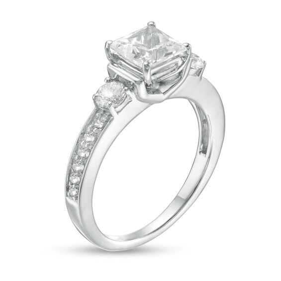 6.0mm Princess-Cut Lab-Created White Sapphire Collar Ring in Sterling Silver