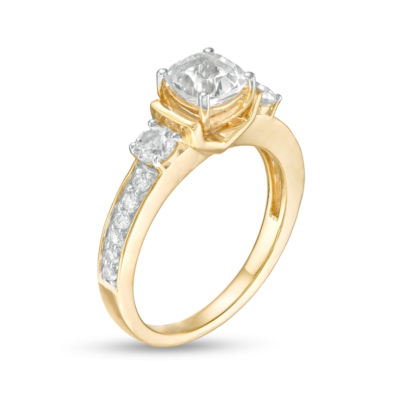 6.0mm Cushion-Cut Lab-Created White Sapphire Collar Ring in Sterling Silver with 14K Gold Plate