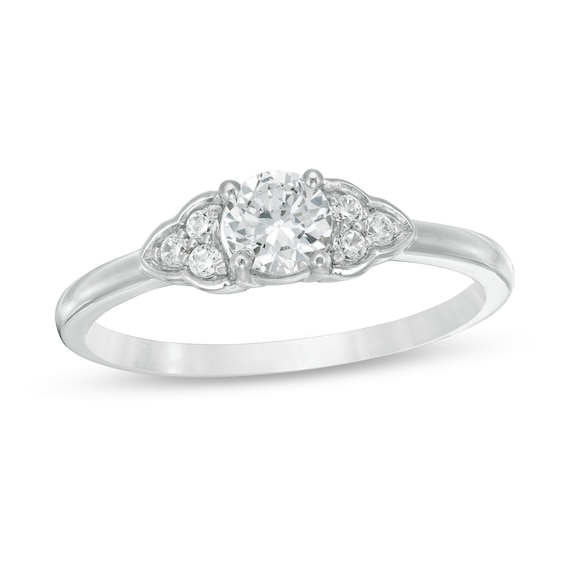 0.37 CT. T.W. Diamond Tri-Sides Engagement Ring in 10K White Gold