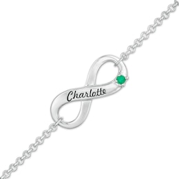 Birthstone Engravable Infinity Anklet in Sterling Silver (1 Stone and Line)