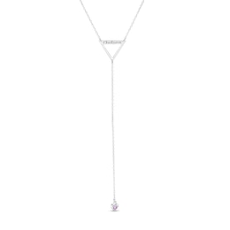 3.0mm Birthstone Engravable Triangle Outline &quot;Y&quot; Necklace (1 Stones and Line)