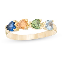 Mother's Sideways 4.0mm Heart-Shaped Birthstone Ring (3-5 Stones)