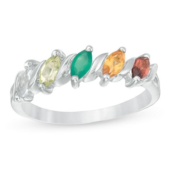 Mother's Marquise Birthstone "S" Ring (2-6 Stones)