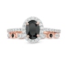 Thumbnail Image 3 of Oval Black Spinel and Lab-Created White Sapphire Frame Art Deco Bridal Set in 10K Rose Gold