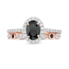 Thumbnail Image 4 of Oval Black Spinel and Lab-Created White Sapphire Frame Art Deco Bridal Set in 10K Rose Gold