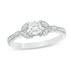 Thumbnail Image 0 of 0.37 CT. T.W. Diamond Leaf-Sides Vintage-Style Engagement Ring in 10K White Gold