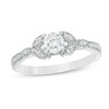 Thumbnail Image 0 of 0.37 CT. T.W. Diamond Leaf-Sides Vintage-Style Engagement Ring in 10K White Gold