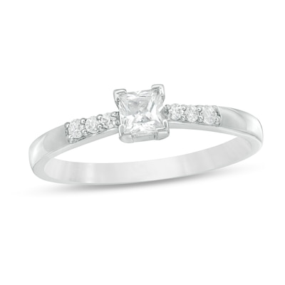 0.29 CT. T.W. Princess-Cut Diamond Engagement Ring in 10K White Gold
