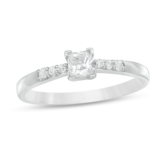 0.29 CT. T.W. Princess-Cut Diamond Engagement Ring in 10K White Gold