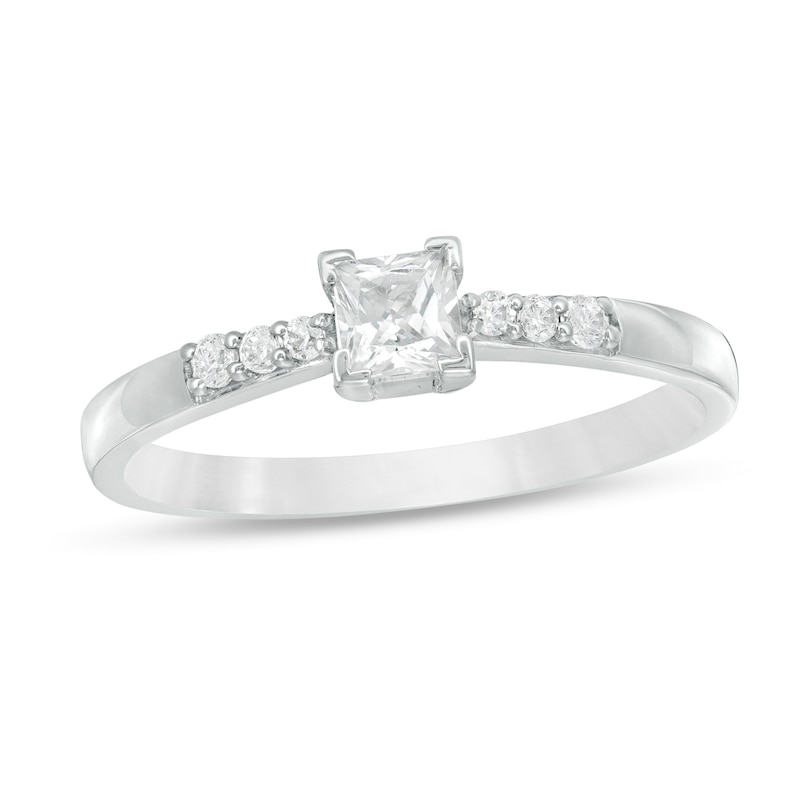 0.29 CT. T.W. Princess-Cut Diamond Engagement Ring in 10K White Gold
