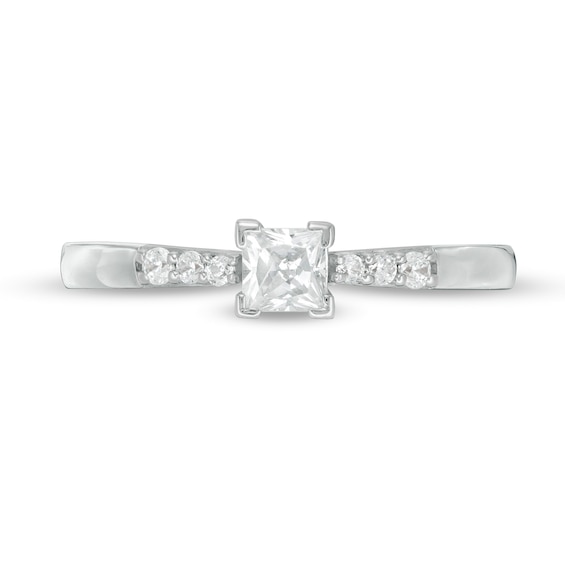0.29 CT. T.W. Princess-Cut Diamond Engagement Ring in 10K White Gold