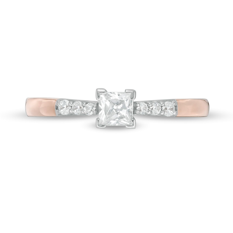 Main Image 4 of 0.29 CT. T.W. Princess-Cut Diamond Engagement Ring in 10K Rose Gold