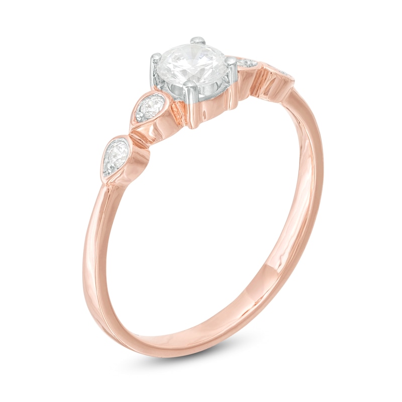 Main Image 3 of 0.29 CT. T.W. Diamond Petal-Sides Engagement Ring in 10K Rose Gold