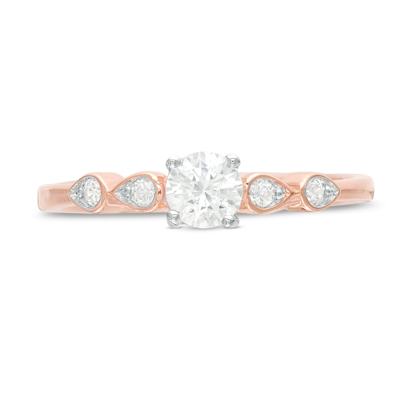 Main Image 4 of 0.29 CT. T.W. Diamond Petal-Sides Engagement Ring in 10K Rose Gold