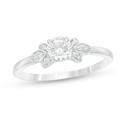 0.37 CT. T.W. Diamond Petal Tri-Sides Engagement Ring in 10K White Gold