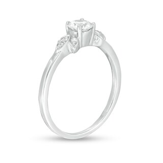 0.37 CT. T.W. Diamond Petal Tri-Sides Engagement Ring in 10K White Gold