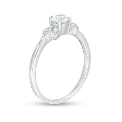 0.37 CT. T.W. Diamond Petal Tri-Sides Engagement Ring in 10K White Gold