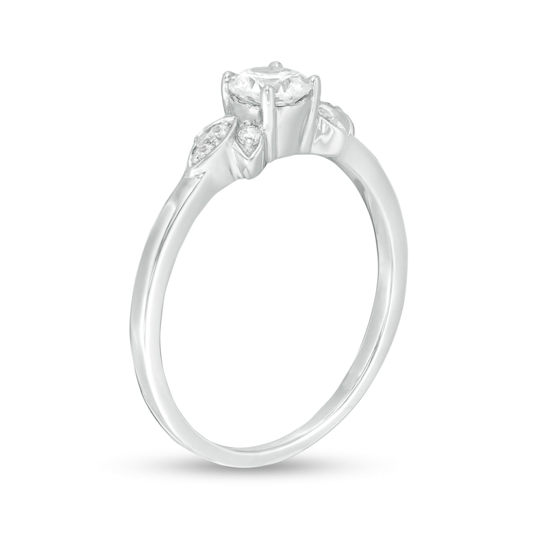 0.37 CT. T.W. Diamond Petal Tri-Sides Engagement Ring in 10K White Gold