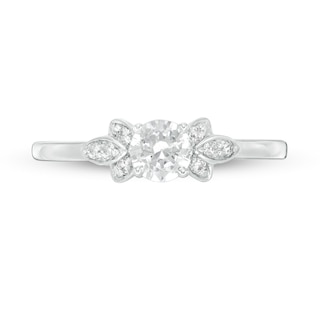 0.37 CT. T.W. Diamond Petal Tri-Sides Engagement Ring in 10K White Gold