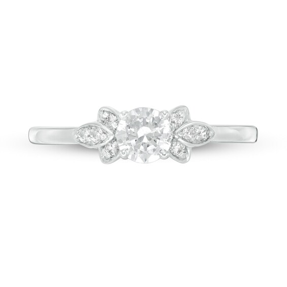 0.37 CT. T.W. Diamond Petal Tri-Sides Engagement Ring in 10K White Gold