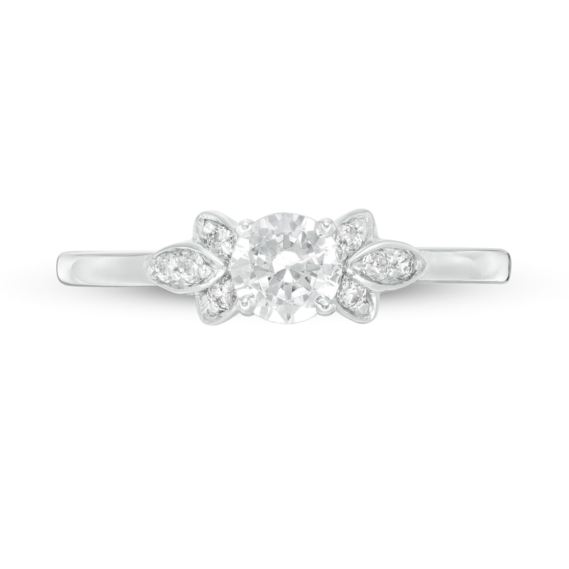 0.37 CT. T.W. Diamond Petal Tri-Sides Engagement Ring in 10K White Gold