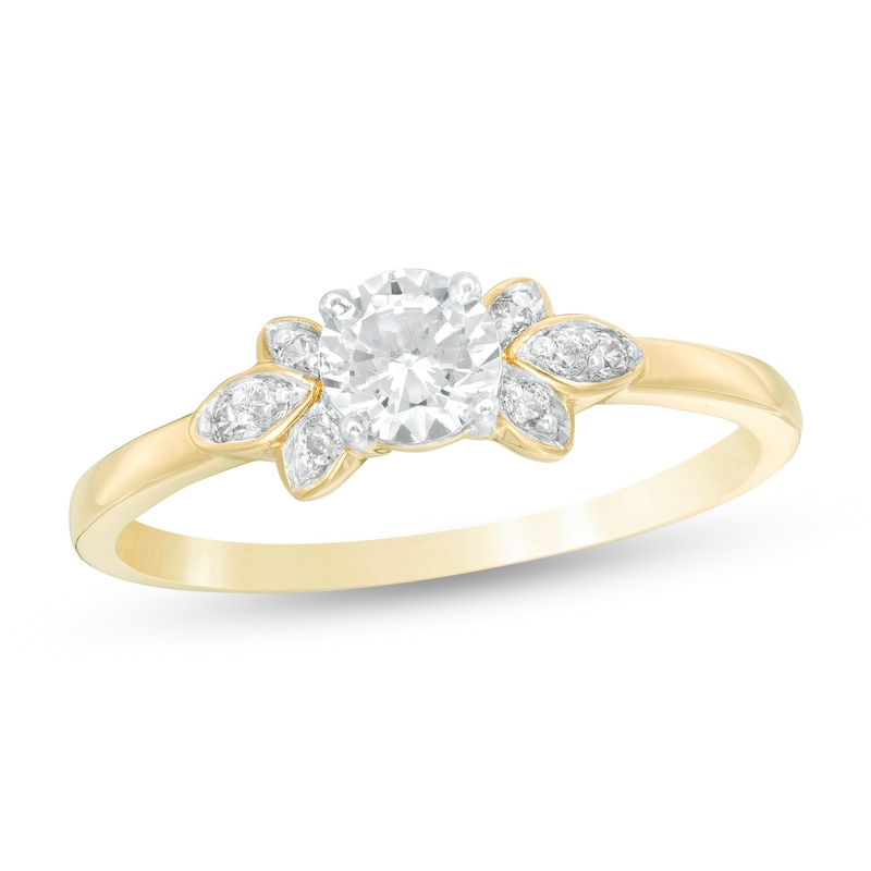 0.37 CT. T.W. Diamond Petal Tri-Sides Engagement Ring in 10K Gold