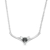 0.23 CT. T.W. Enhanced Black and White Diamond Three Stone Chevron Necklace in Sterling Silver