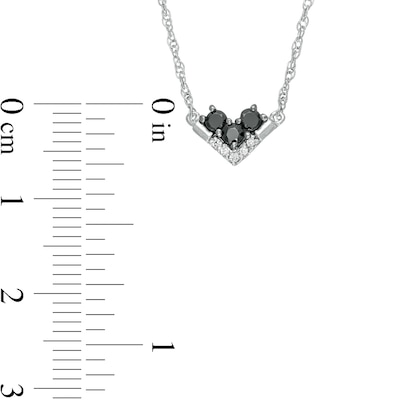 0.145 CT. T.W. Enhanced Black and White Diamond Chevron Necklace in 10K White Gold