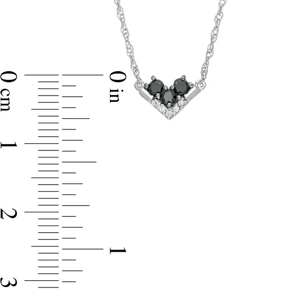 0.145 CT. T.W. Enhanced Black and White Diamond Chevron Necklace in 10K White Gold