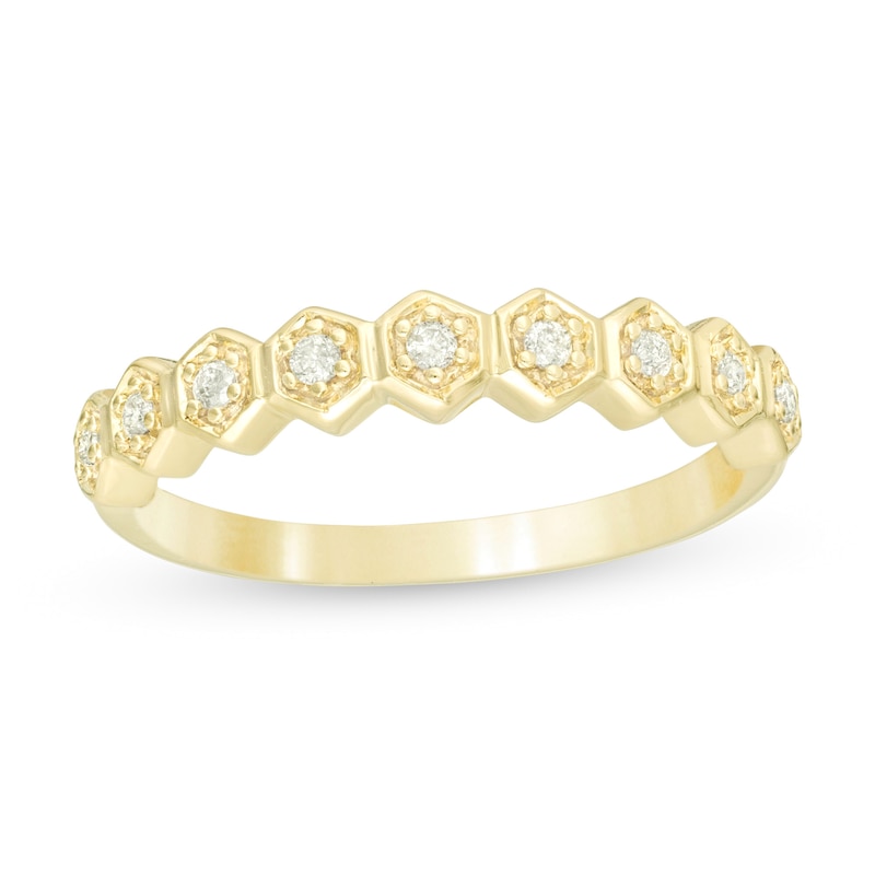 0.09 CT. T.W. Diamond Hexagon Frame Wedding Band in 10K Gold