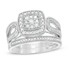 Thumbnail Image 1 of 0.45 CT. T.W. Composite Diamond Cushion Frame Looped Vintage-Style Bridal Set in 10K White Gold