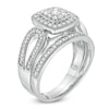 Thumbnail Image 3 of 0.45 CT. T.W. Composite Diamond Cushion Frame Looped Vintage-Style Bridal Set in 10K White Gold
