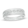 Thumbnail Image 1 of 0.06 CT. T.W. Diamond Grooved Band in 10K White Gold