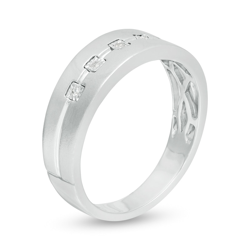 0.06 CT. T.W. Diamond Grooved Band in 10K White Gold
