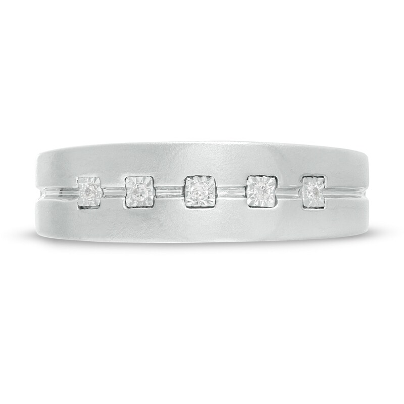 0.06 CT. T.W. Diamond Grooved Band in 10K White Gold