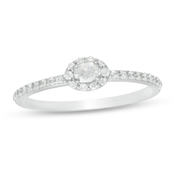 0.23 CT. T.W. Oval Diamond Sideways Frame Engagement Ring in 10K White