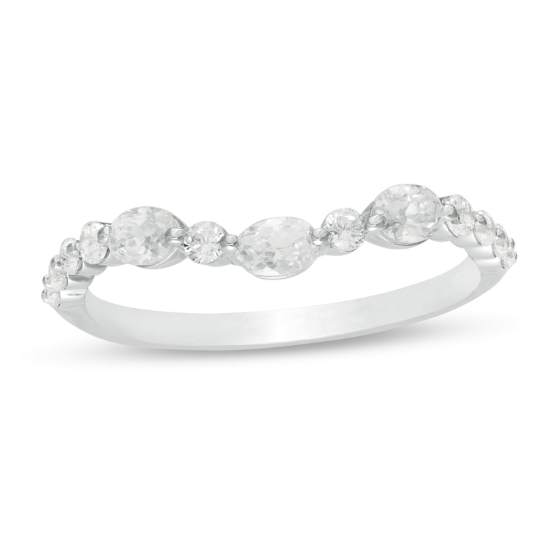 0.45 CT. T.W. Oval Diamond Alternating Contour Anniversary Band in 14K White Gold