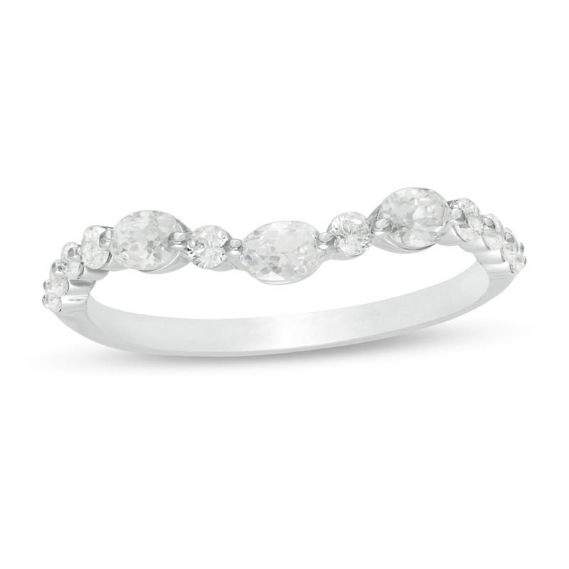 Main Image 1 of 0.45 CT. T.W. Oval Diamond Alternating Contour Anniversary Band in 14K White Gold