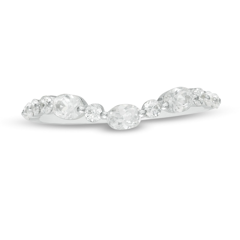 0.45 CT. T.W. Oval Diamond Alternating Contour Anniversary Band in 14K White Gold