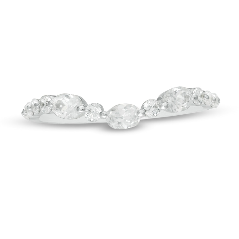 Main Image 4 of 0.45 CT. T.W. Oval Diamond Alternating Contour Anniversary Band in 14K White Gold