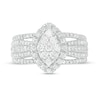 Thumbnail Image 3 of 0.95 CT. T.W. Composite Diamond Marquise-Shaped Frame Multi-Row Ring in 10K White Gold