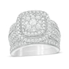 Thumbnail Image 1 of 1.29 CT. T.W. Multi-Diamond Cushion Frame Vintage-Style Bridal Set in 10K White Gold