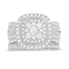 Thumbnail Image 4 of 1.29 CT. T.W. Multi-Diamond Cushion Frame Vintage-Style Bridal Set in 10K White Gold