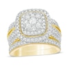 Thumbnail Image 1 of 1.29 CT. T.W. Multi-Diamond Cushion Frame Vintage-Style Bridal Set in 10K Gold