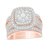 Thumbnail Image 0 of 1.29 CT. T.W. Multi-Diamond Cushion Frame Vintage-Style Bridal Set in 10K Rose Gold