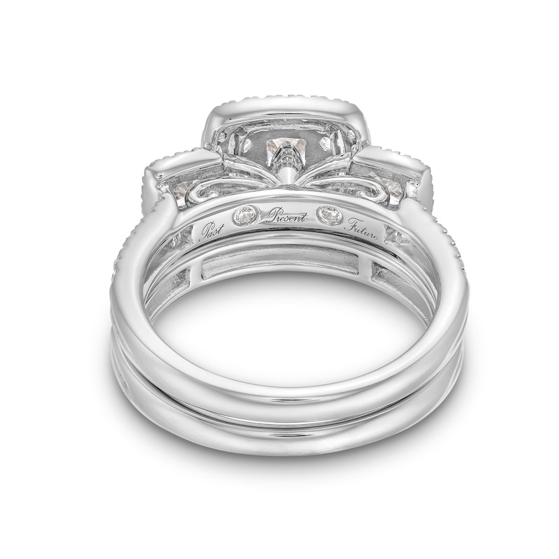 Main Image 5 of 1.23 CT. T.W. Princess-Cut Diamond Past Present Future® Bridal Set in 14K White Gold (I/I2)