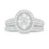 Thumbnail Image 3 of 0.95 CT. T.W. Multi-Diamond Oval Frame Vintage-Style Bridal Set in 10K White Gold