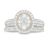 Thumbnail Image 3 of 0.95 CT. T.W. Multi-Diamond Oval Frame Vintage-Style Bridal Set in 10K Gold