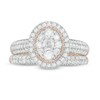 Thumbnail Image 4 of 0.95 CT. T.W. Multi-Diamond Oval Frame Vintage-Style Bridal Set in 10K Rose Gold